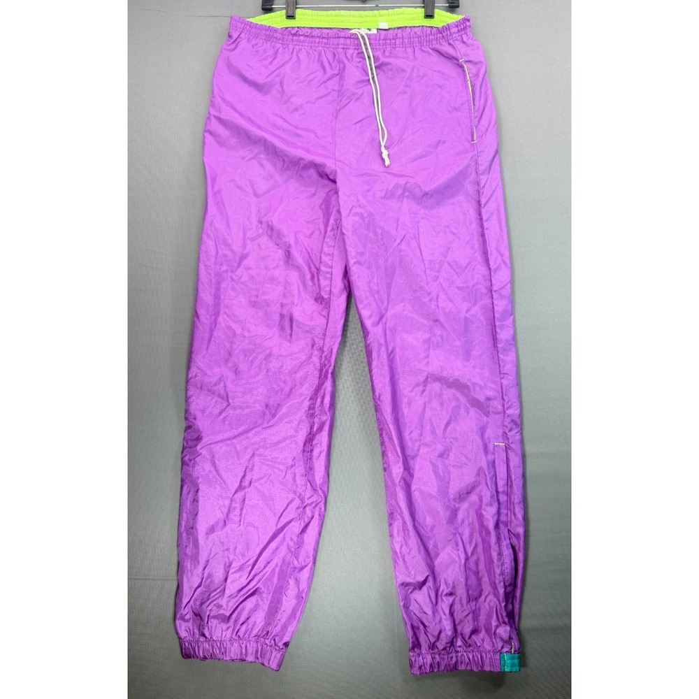 Vintage Columbia Mens M Purple Wind Pants Nylon Track Pants 90s Retro Teal